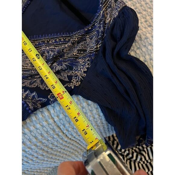 Free People XS Blue V-neck Tunic Mini Dress Sexy Babydoll Flowy Boho Festival - Picture 14 of 16